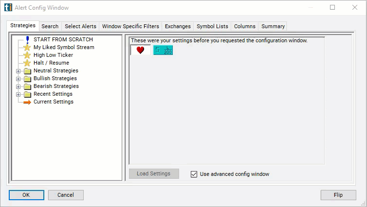 Change From 200 Period SMA 15 Min Settings