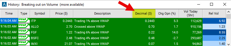 Scan with Decimal Filter