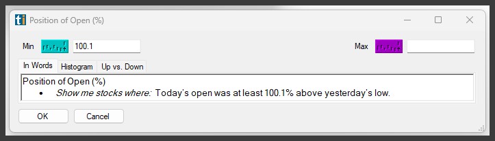 Configuring the Position of Open Filter