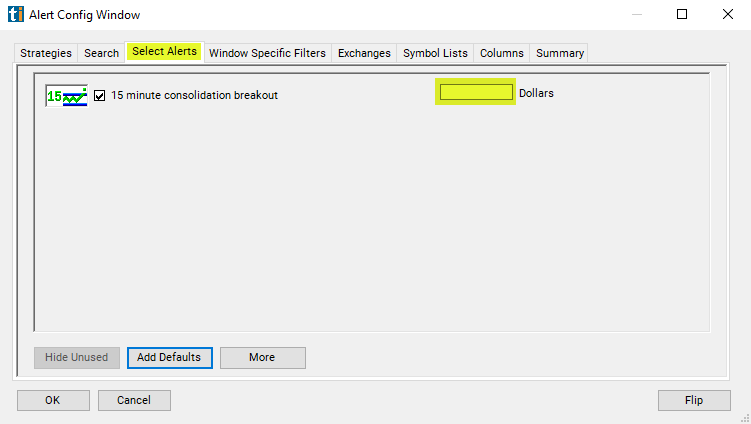 15 Minute Consolidation Breakout Alert Custom Settings