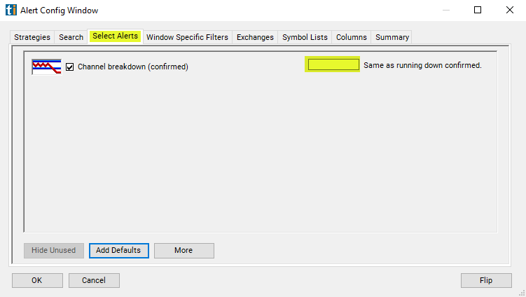 Channel Breakdown (confirmed) Alert Custom Settings