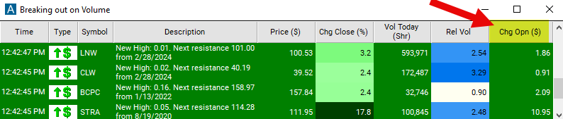 Change from Open Chart