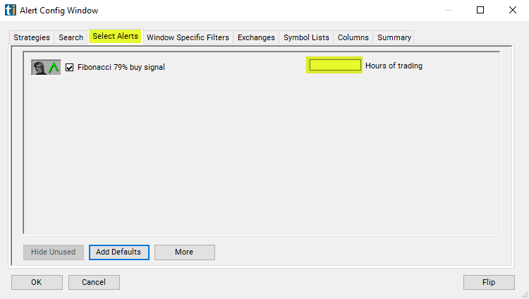 Fibonacci 79% Buy Signal Alert Custom Settings