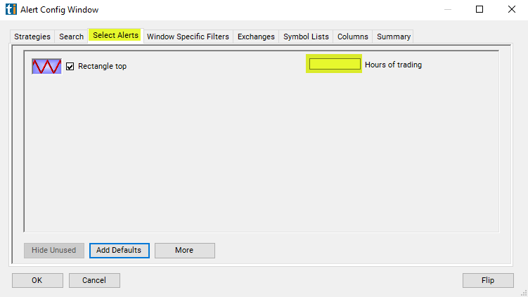 Rectangle Top Alert Custom Settings