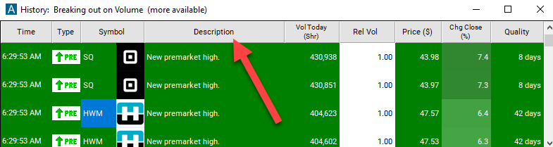 Pre-market High Description