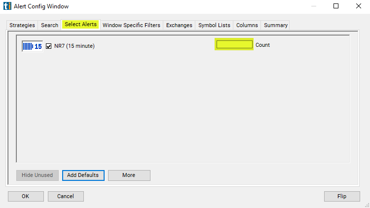 NR7 15 Minute Alert Custom Settings