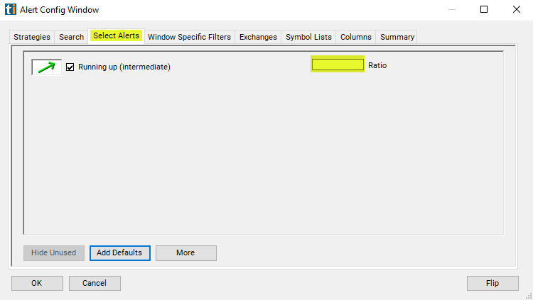 Running Up (intermediate) Alert Custom Settings