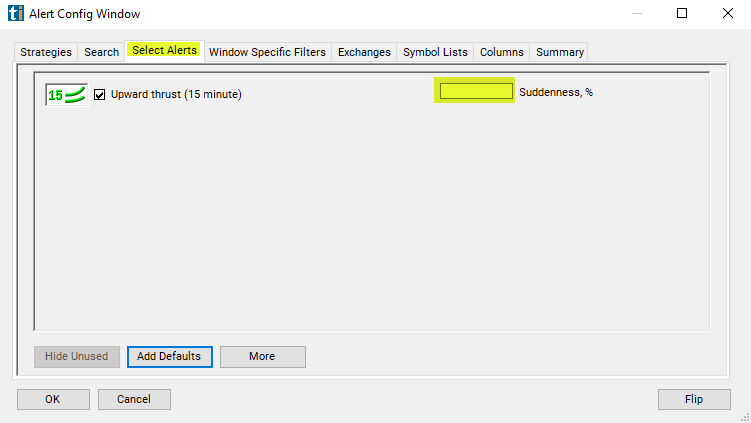 Upward Thrust (15 minute) Alert Custom Settings