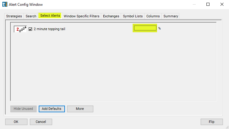 2 Minute Topping Tail Alert Custom Settings